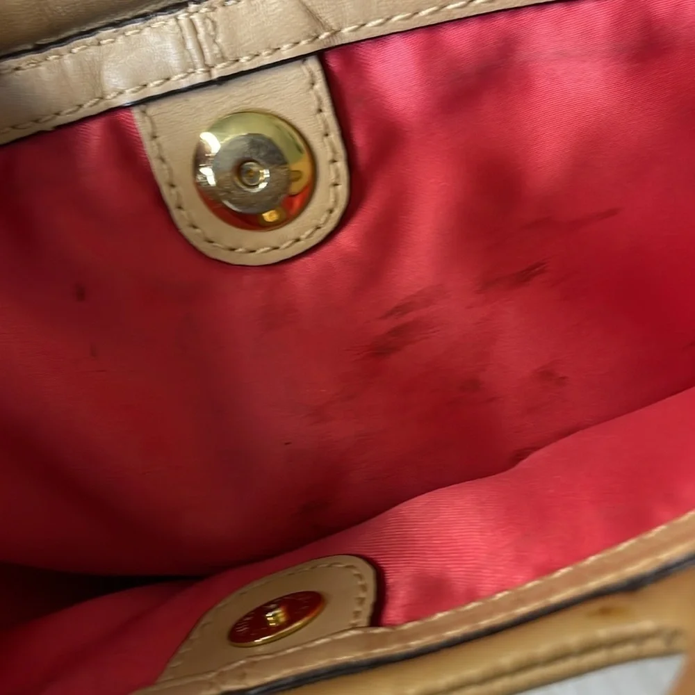 Coach Bonnie Crossbody Purse Camel Sand Leather Foldover Shoulder Bag - Picture 8 of 15